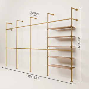 KIM DOUBLE 4 OAK –  5 shelves | Gold