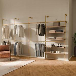 KIM DOUBLE 4 OAK –  5 shelves | Gold