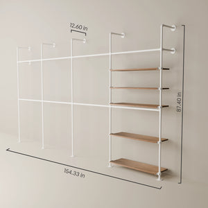 KIM DOUBLE 4 OAK – 5 shelves | White