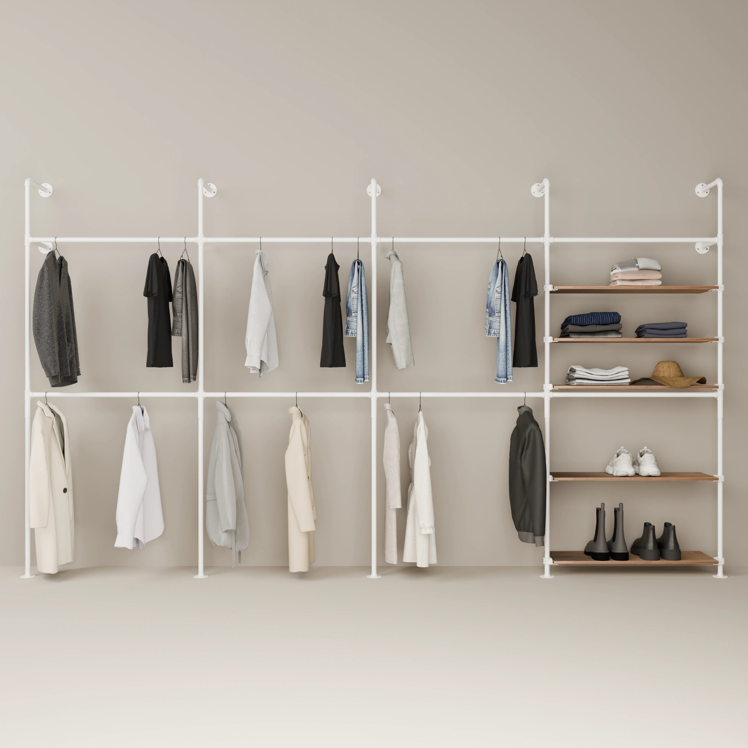 KIM DOUBLE 4 OAK – 5 shelves | White