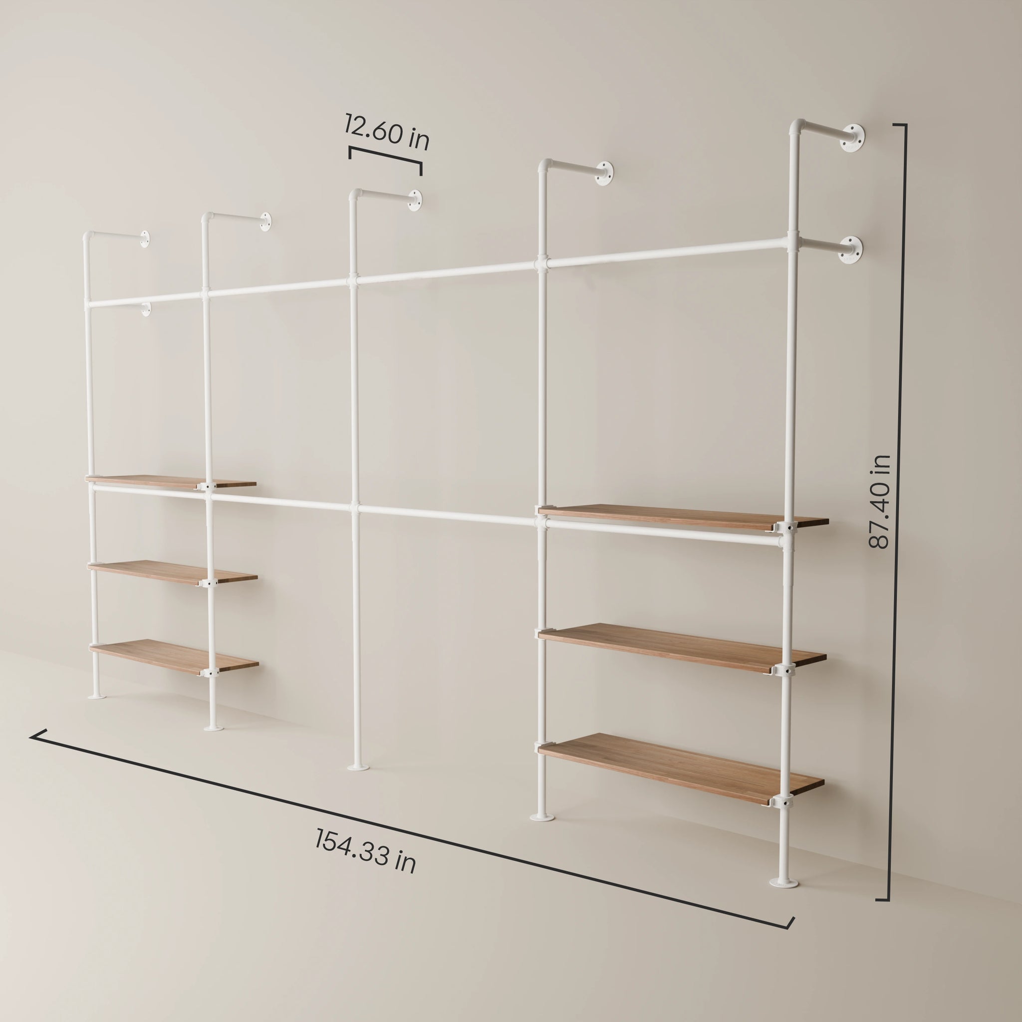 KIM DOUBLE 4 OAK – 6 shelves | White
