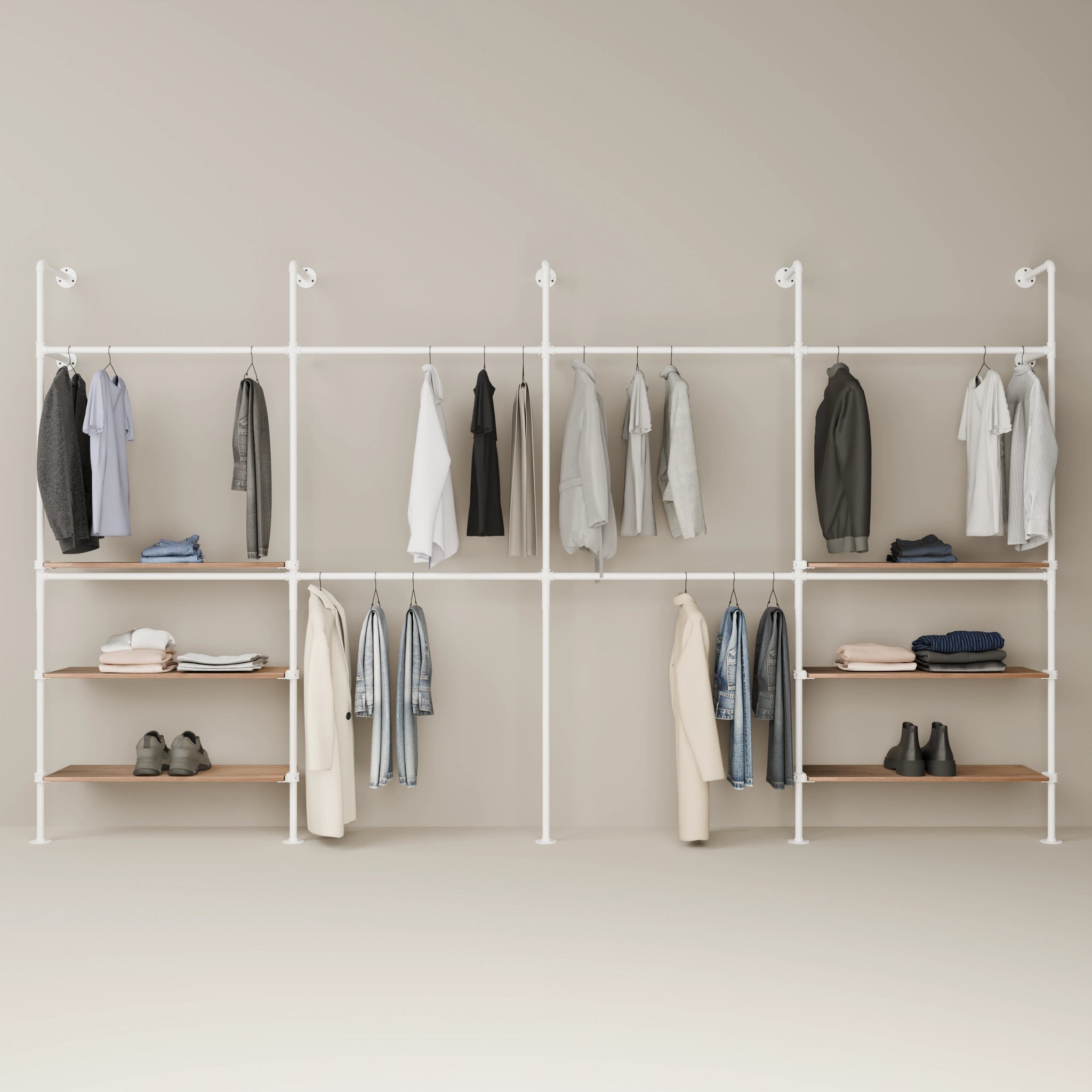 KIM DOUBLE 4 OAK – 6 shelves | White