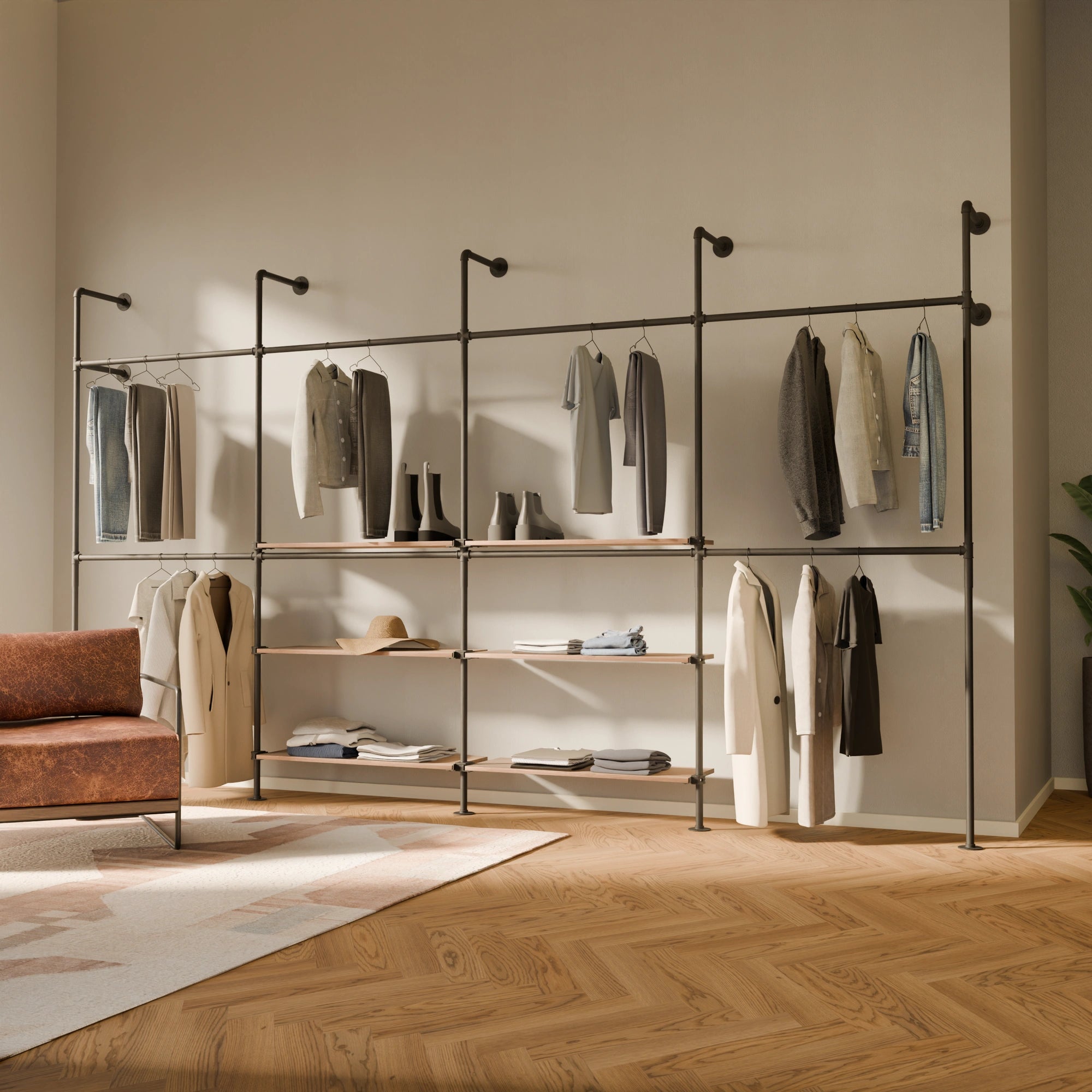 KIM DOUBLE 4 OAK – 6 shelves in the middle