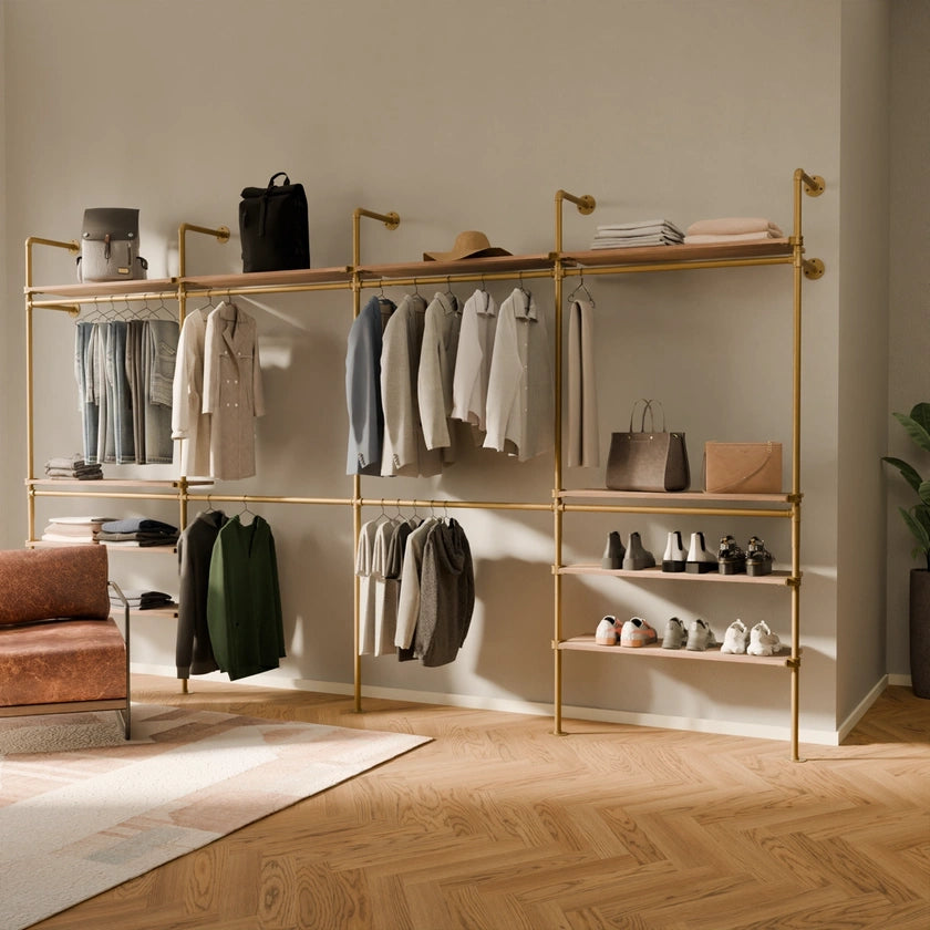 KIM DOUBLE 4 OAK – 10 top shelves | Gold