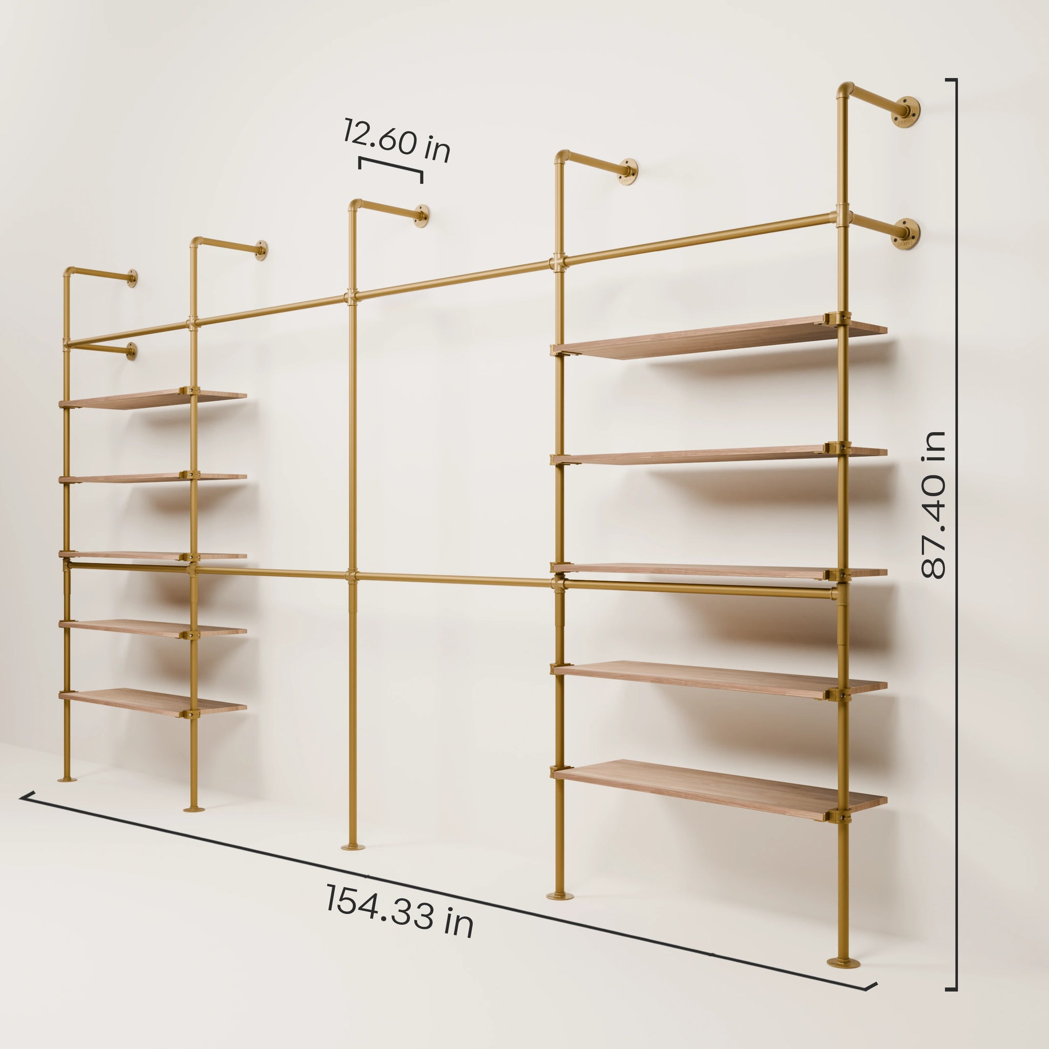 KIM DOUBLE 4 OAK – 10 shelves | Gold