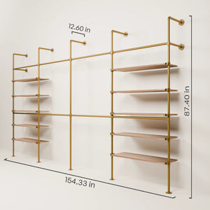 KIM DOUBLE 4 OAK – 10 shelves | Gold