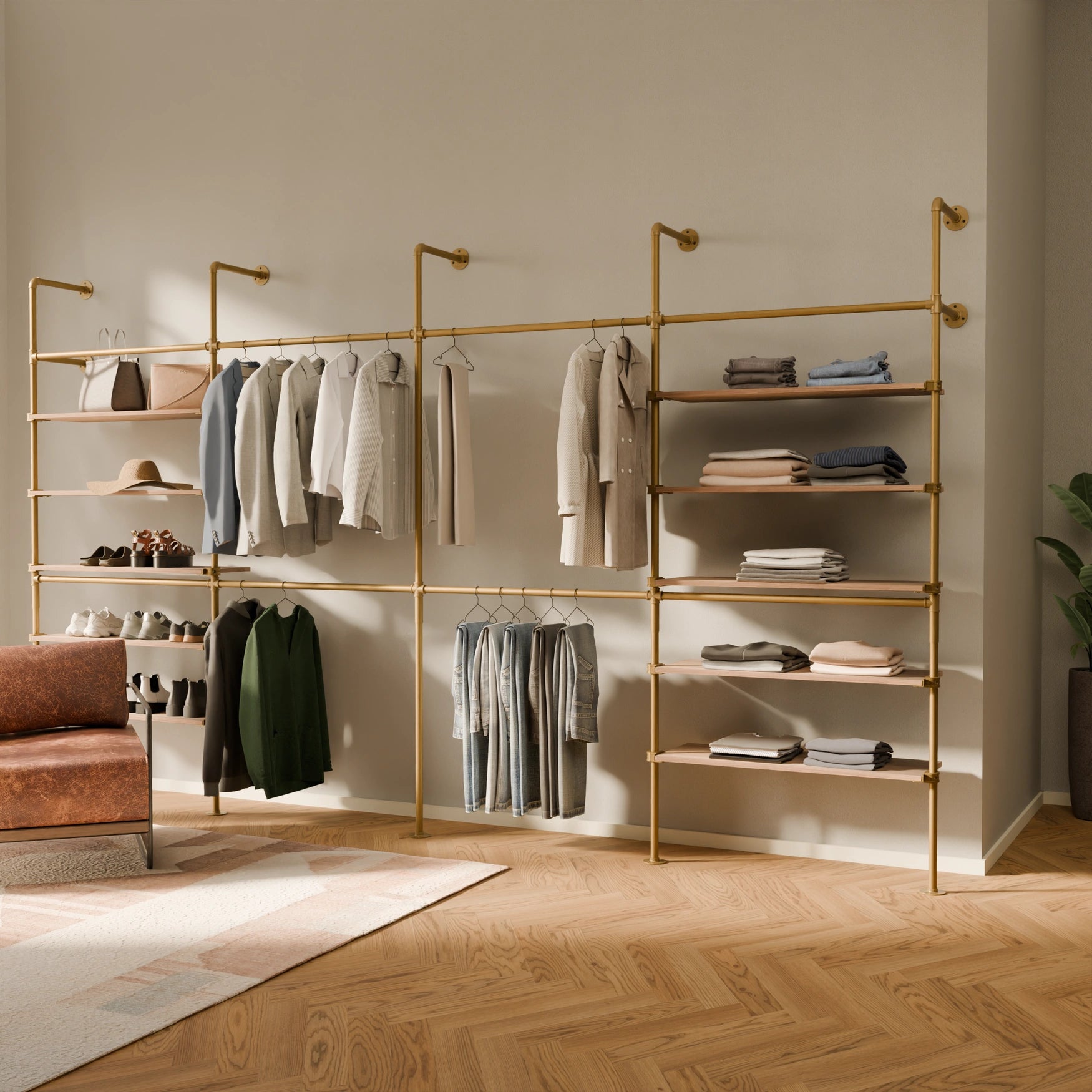 KIM DOUBLE 4 OAK – 10 shelves | Gold