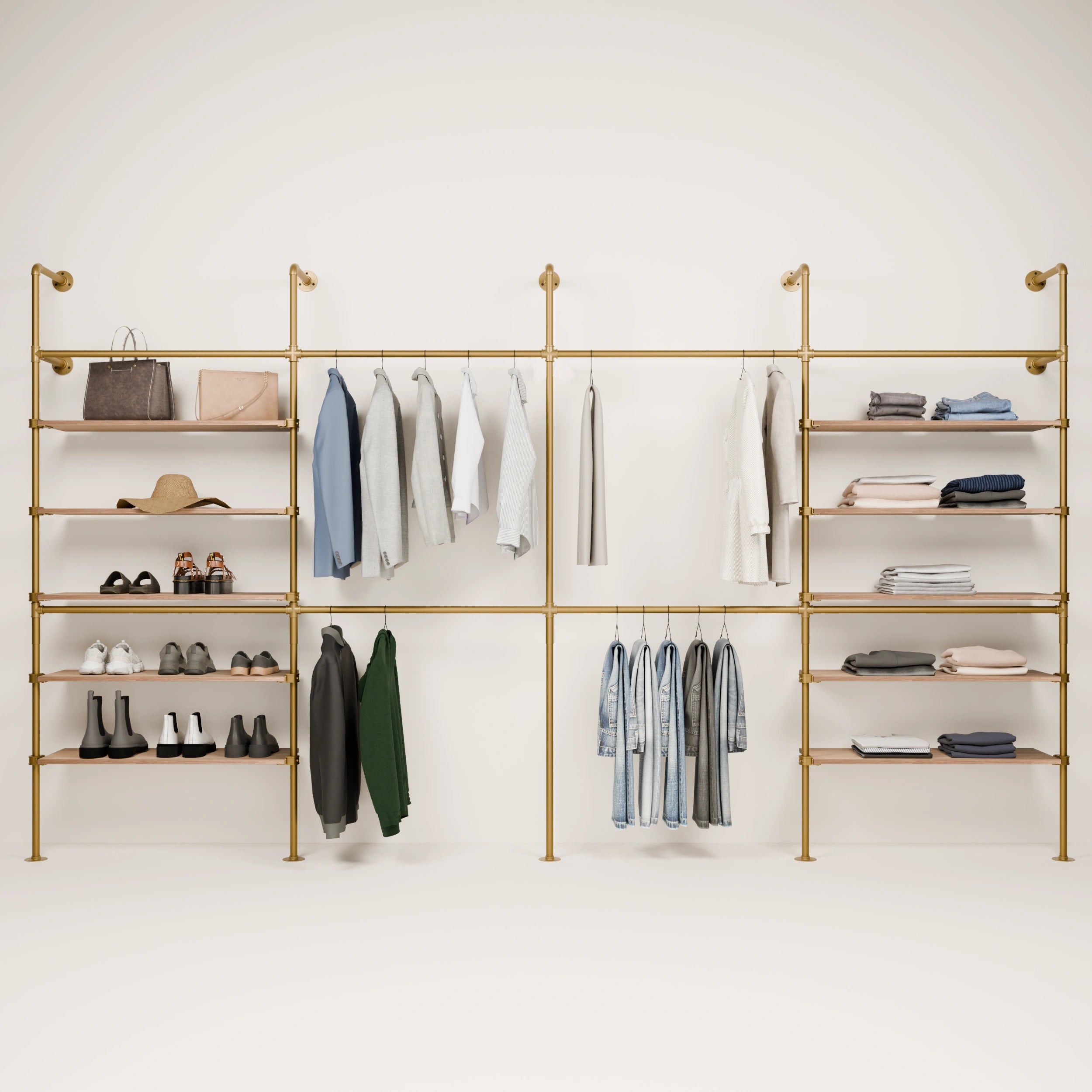 KIM DOUBLE 4 OAK – 10 shelves | Gold