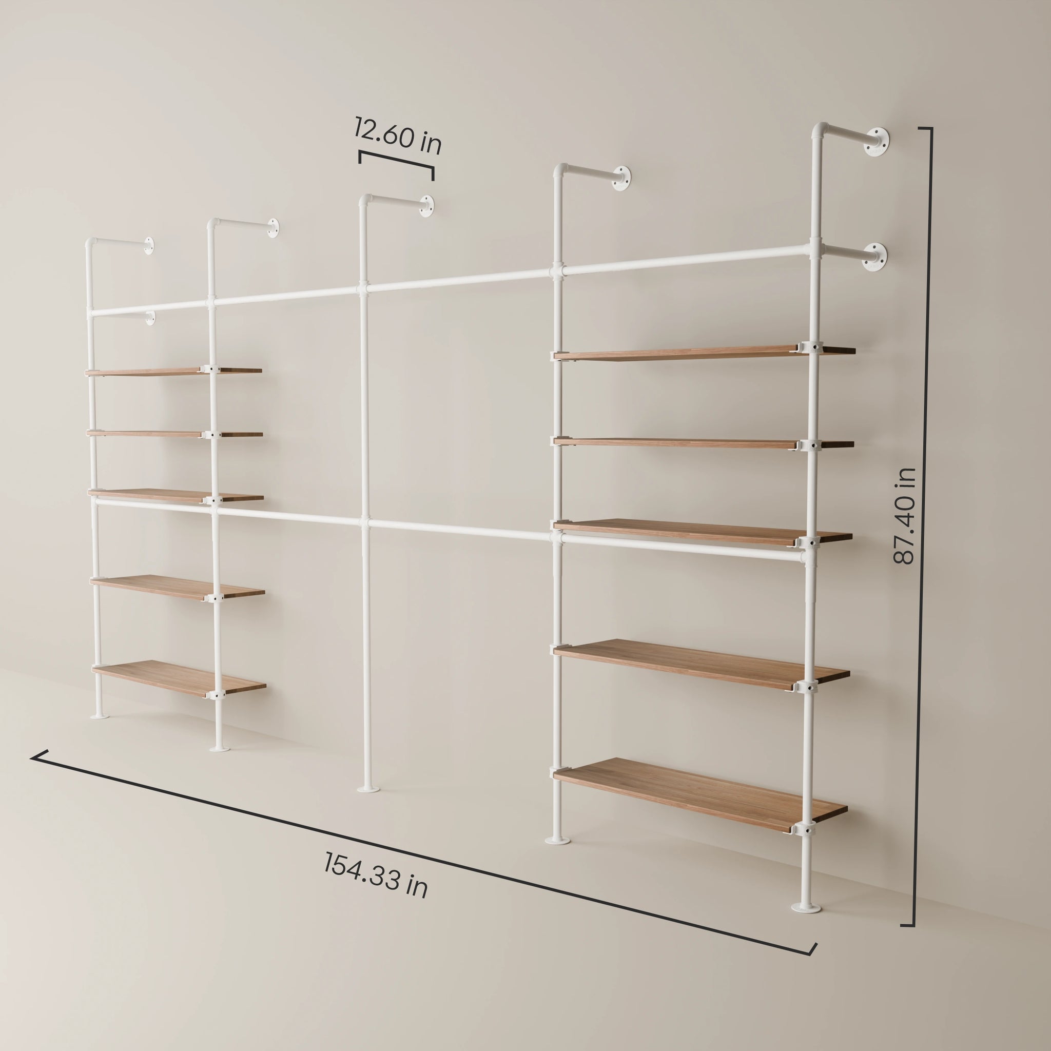 KIM DOUBLE 4 OAK – 10 shelves | White