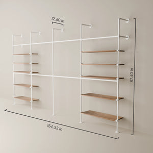 KIM DOUBLE 4 OAK – 10 shelves | White