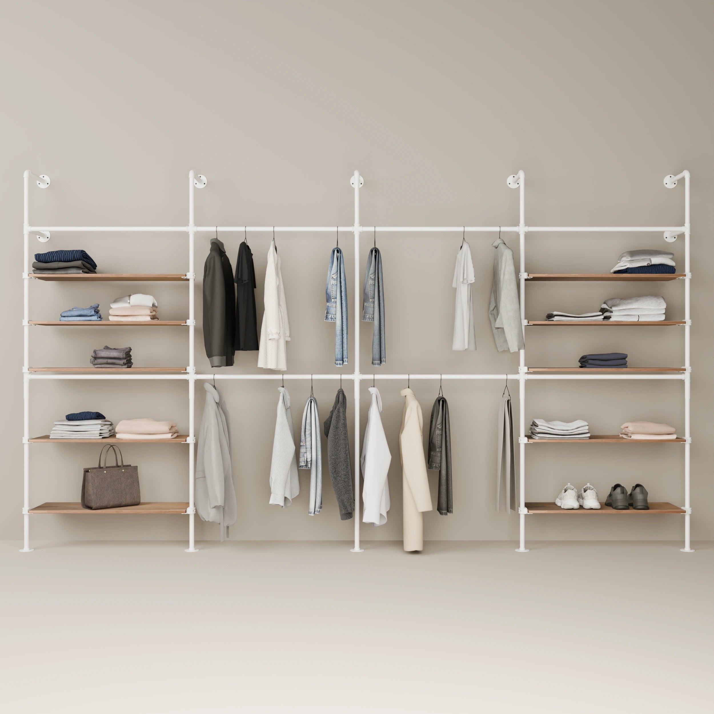 KIM DOUBLE 4 OAK – 10 shelves | White
