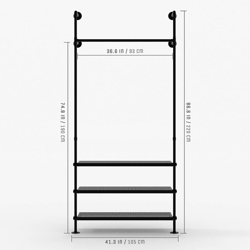 Dimension wardrobe rail and shelf 