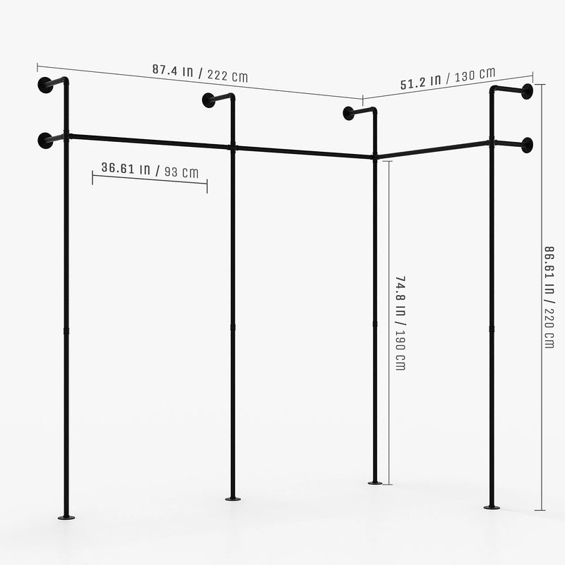 Dimensions corner clothes rail