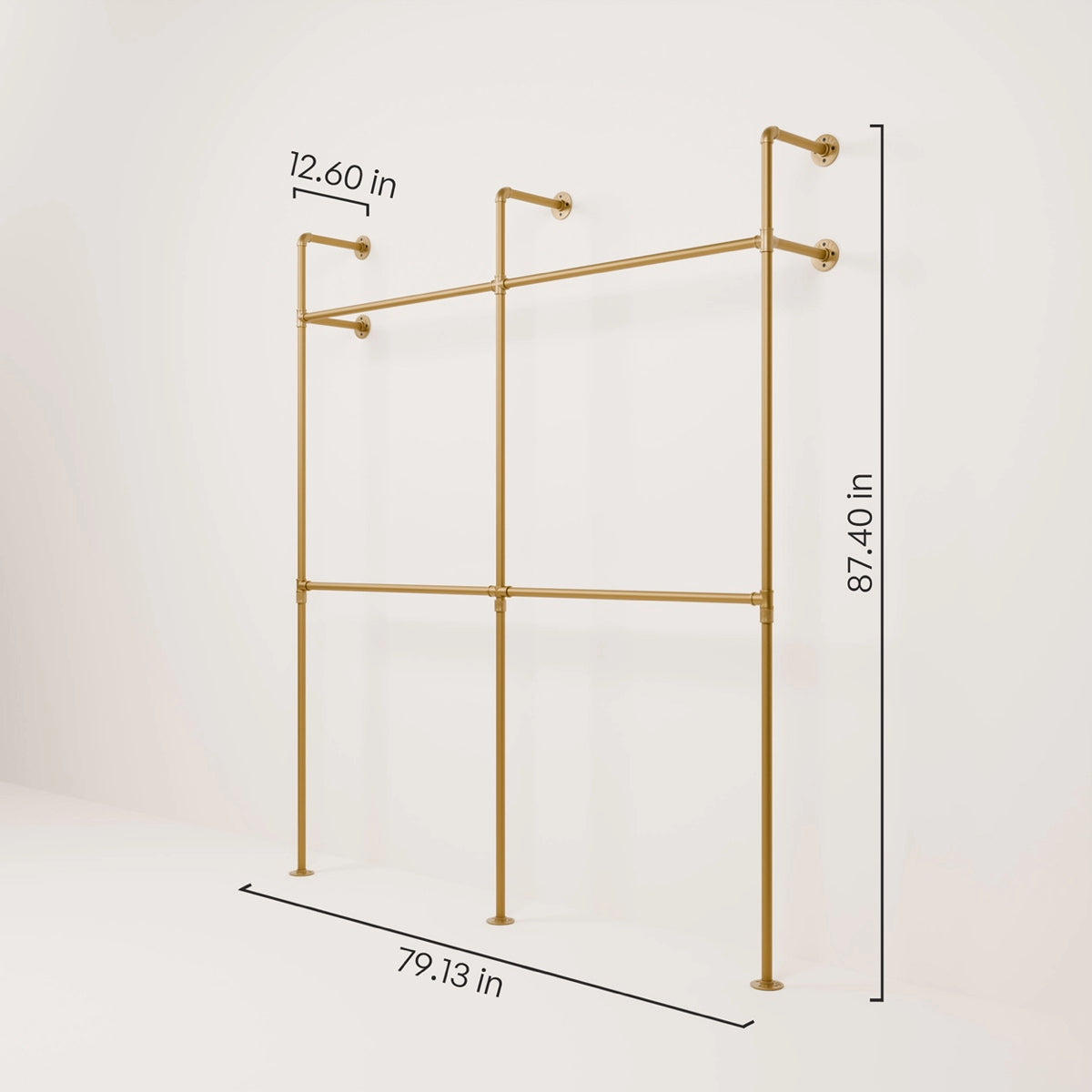 Dimensions double gold clothes rail