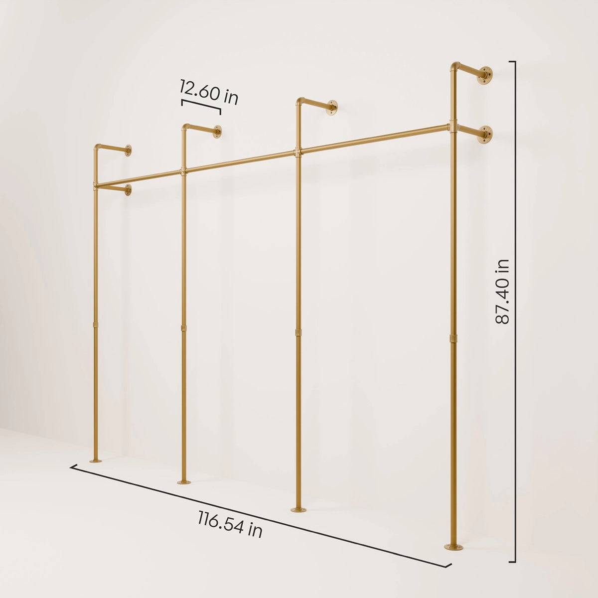 Dimensions gold clothes rail system