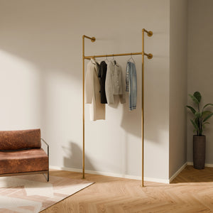 Industrial Pipe Clothing Rack Metal Gold - Wall Mounted Clothes Racks for Hanging Clothes - 1 Industrial Pipe Clothing Rack Metal Gold - Wall Mounted Clothes Racks for Hanging Clothes - 1
