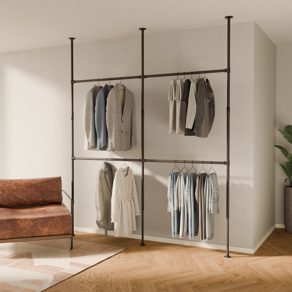 pamo. design open closet with telescopic rack