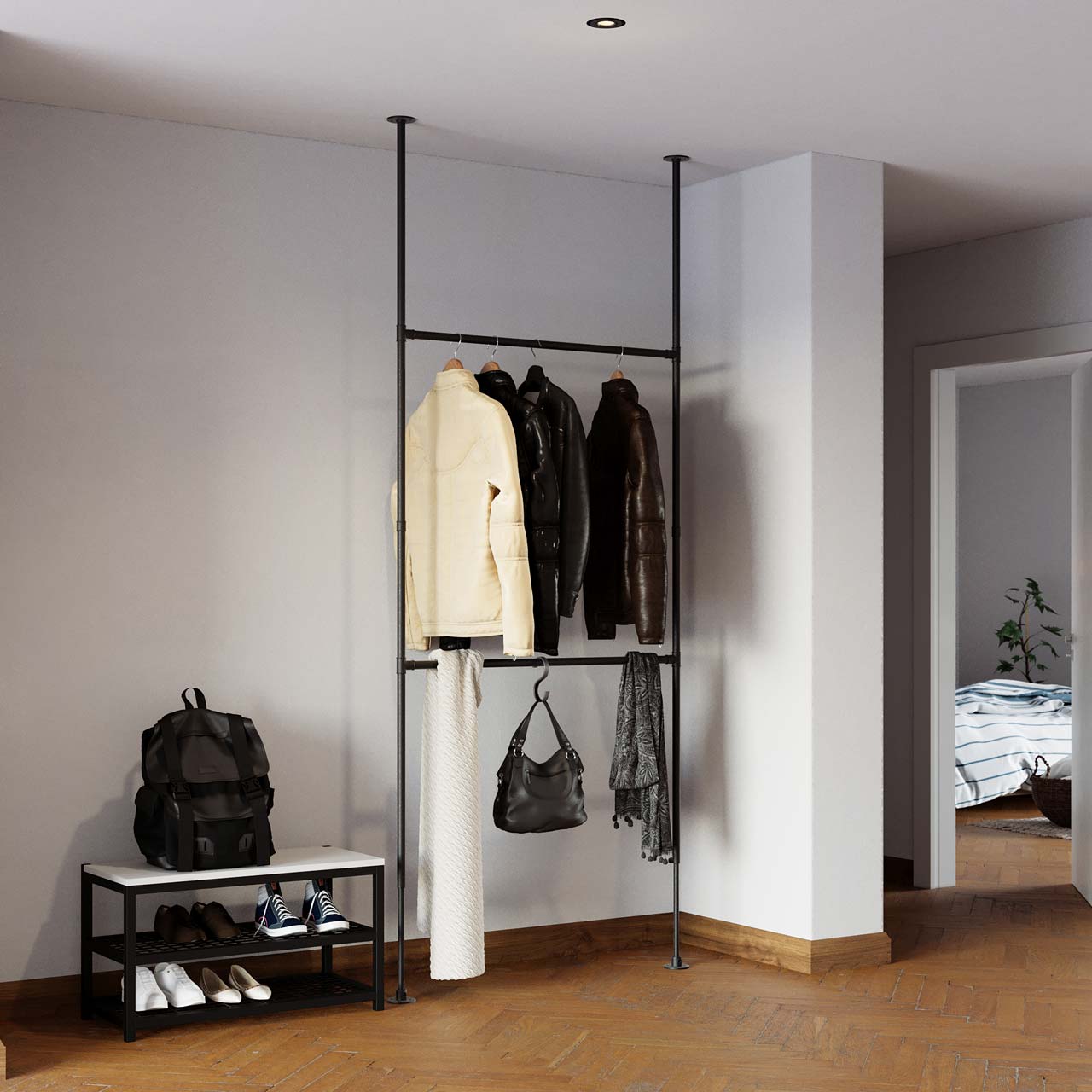 Telescopic Rack In Ranges Telescoping Clothes Rack » Slim & Sturdy | pamo. – pamo. design