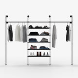 Metal wall shelf with clothes rail