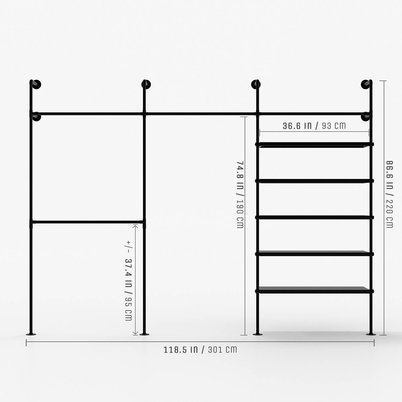 Industrial Clothes Rack with Metal Shelves » pamo. – pamo. design