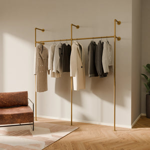KIM 2 gold hanging clothes rail
