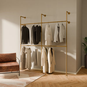 Double gold hanging clothes rail