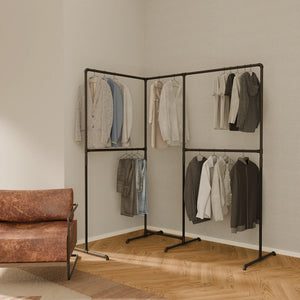 pamo. Design | Corner Coat Rack | Open Closet System | Industrial Clothes Rail | Corner Coat Rack | L-Shaped Clothes Rail
