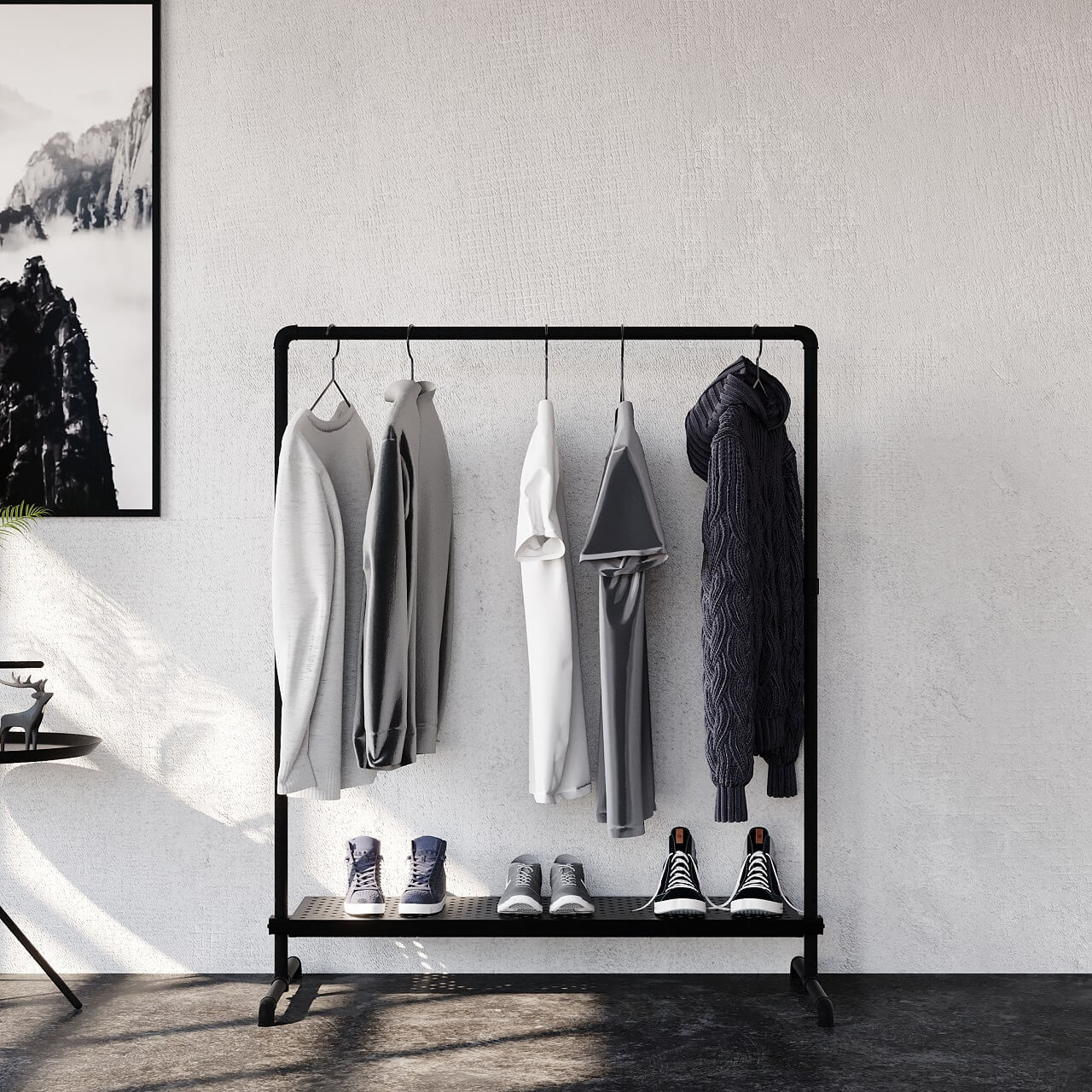 Metal Clothes Rack with Shelves » Free standing