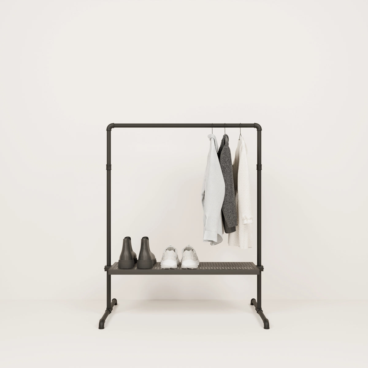 Metal clothing rack with shelves 