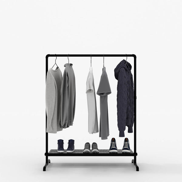 Metal clothing rack with shelves 