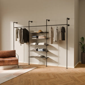 Metal wall shelf with clothes rail by pamo. design