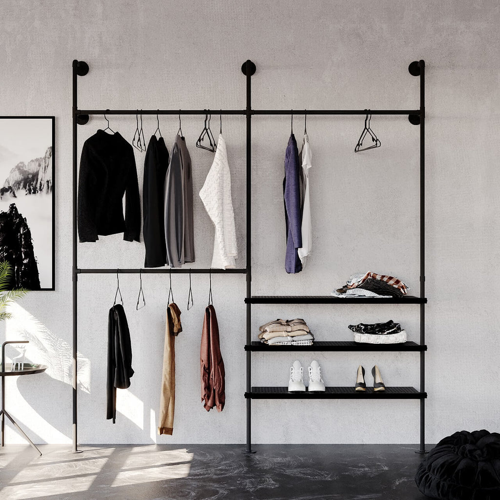 Open Closet System With Metal Shelf Organized And Stylish Pamo Open closet system with metal shelf organized and stylish pamo