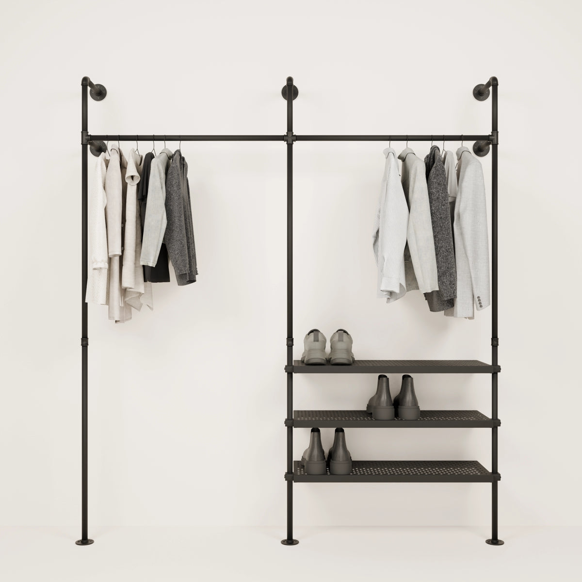 Open closet storage metal shelf