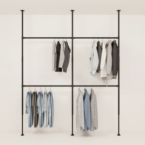 Open closet with telescopic rack