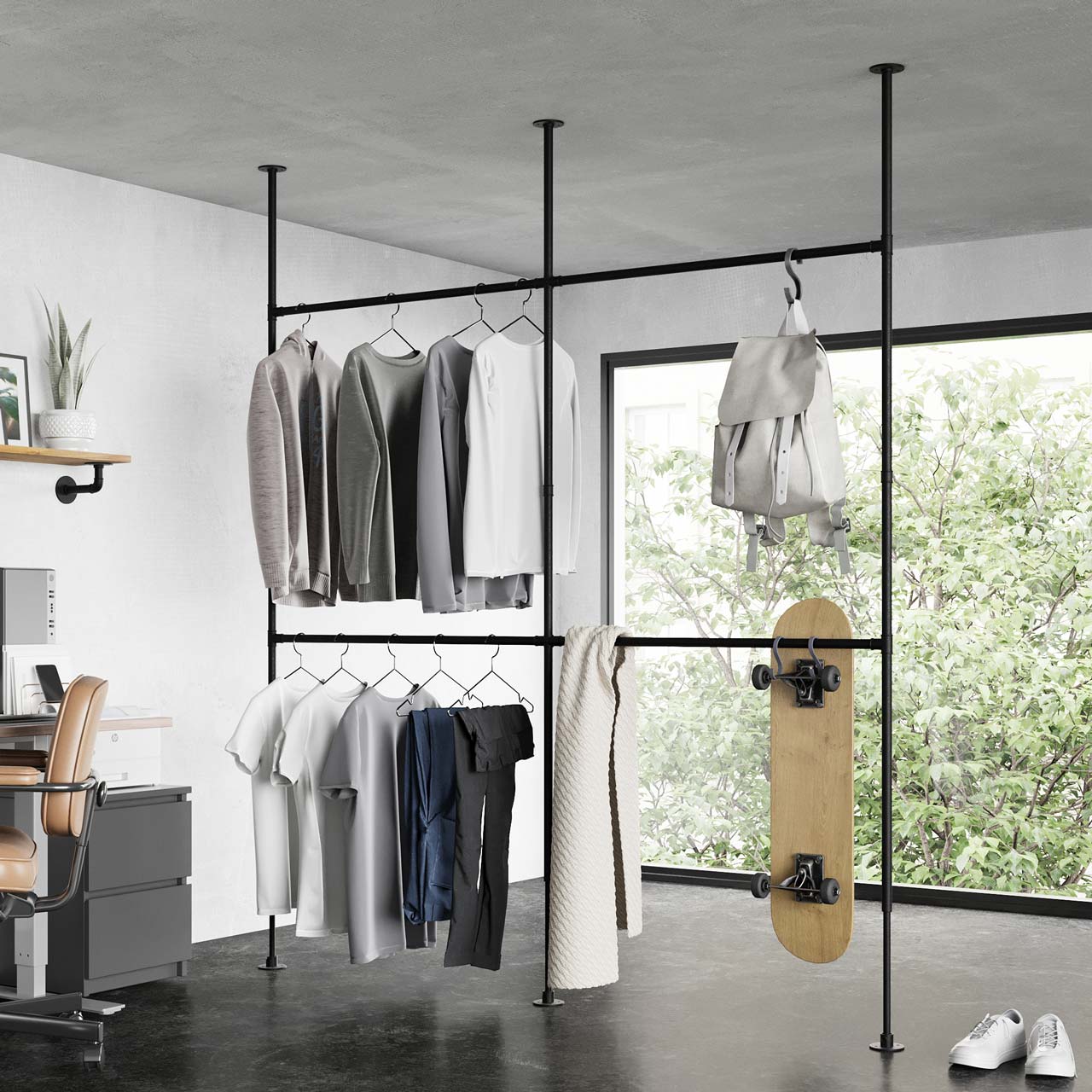 Open Closet with Telescopic Rack » For Heavy Clothes | pamo. – pamo. design