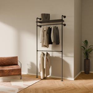 Wall mounted clothes rack with metal shelf by pamo. design