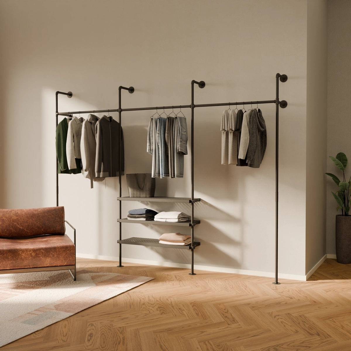 Industrial standing closet rails by pamo. design