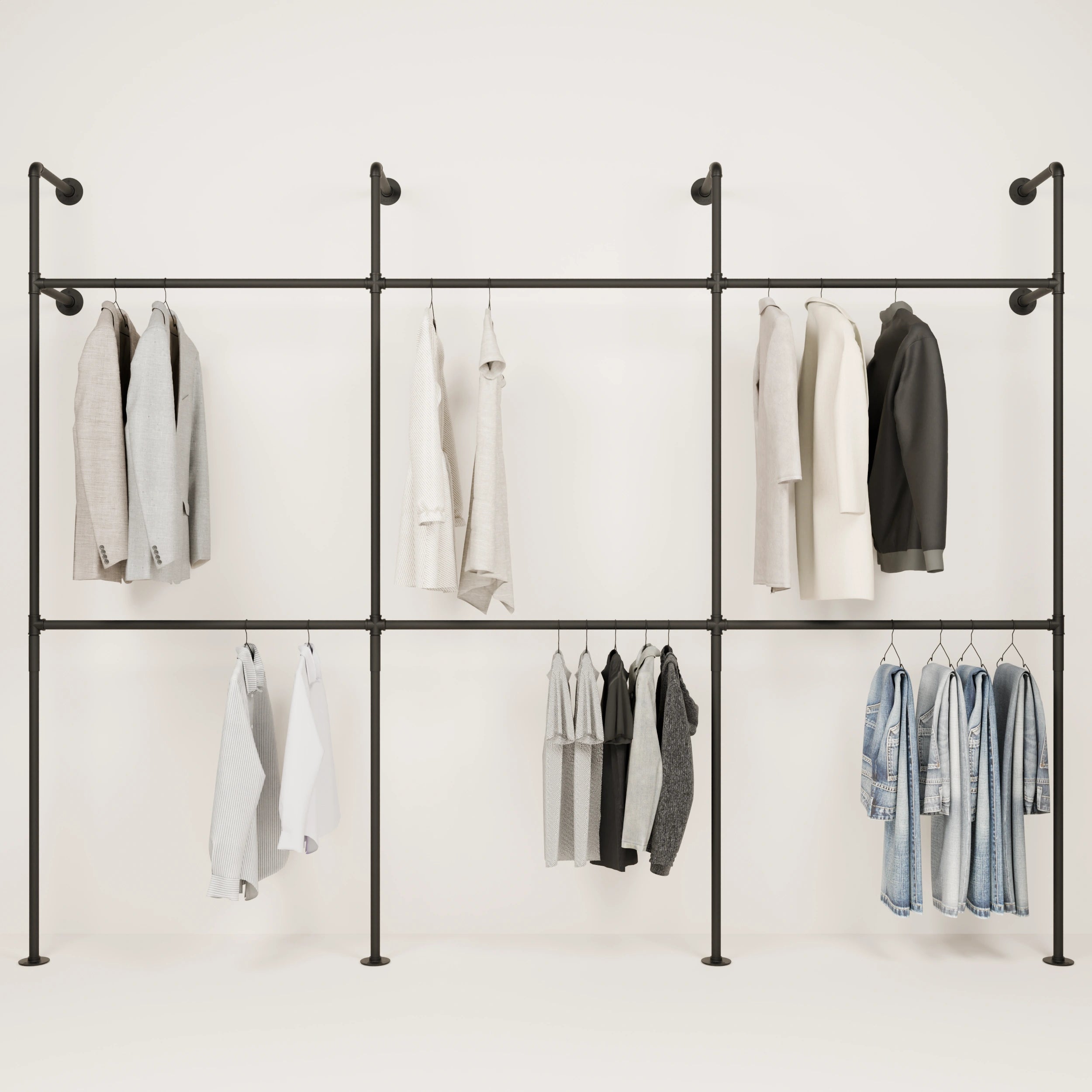 dressing rack design Clothes Rack with Fabric Drawers, Adjustable Wardrobe Closet Rack with Metal Wire Shelf, Black