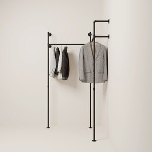 Wall mounted corner clothes rail 