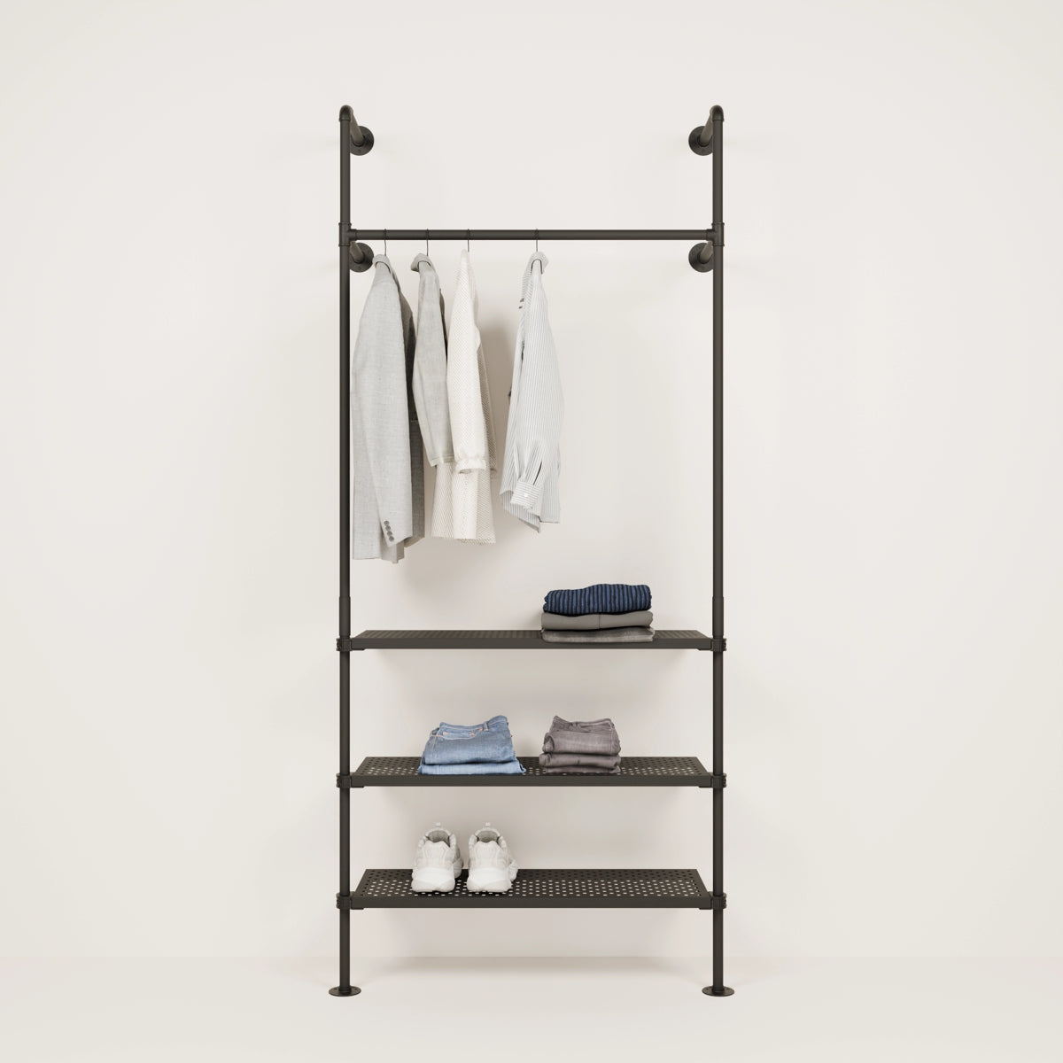 Wardrobe rail and shelf