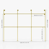 Dimensions double gold hanging clothes rail system