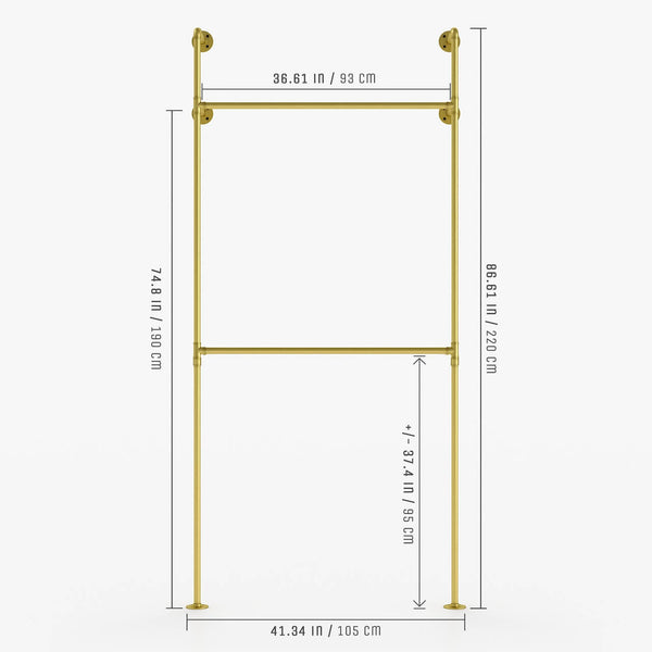 Dimensions double gold rack 