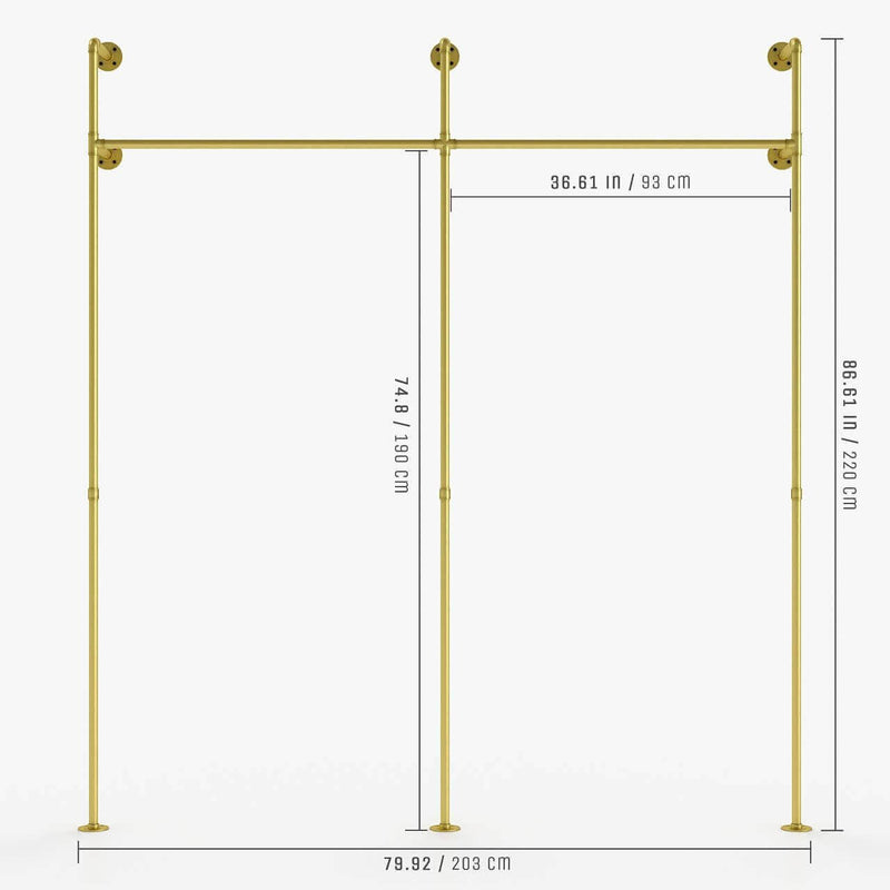 Dimensions gold clothes rail