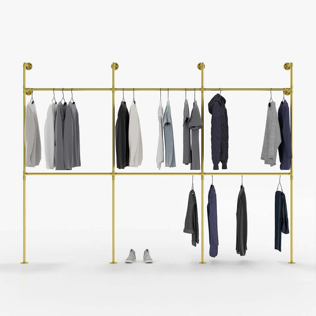 Elegant Double Gold Clothes Rail System - Upgrade Your Closet | pamo ...