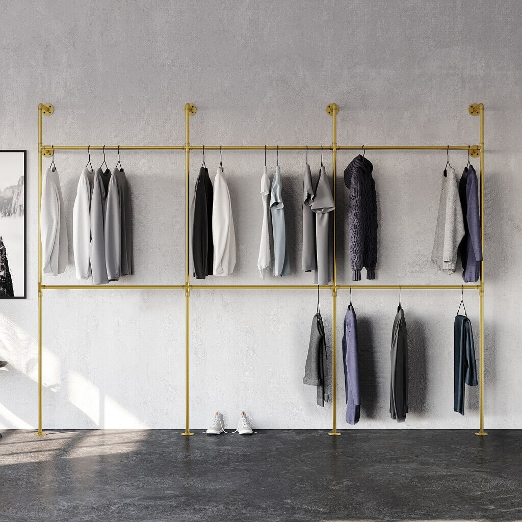 Elegant Double Gold Clothes Rail System - Upgrade Your Closet | pamo ...