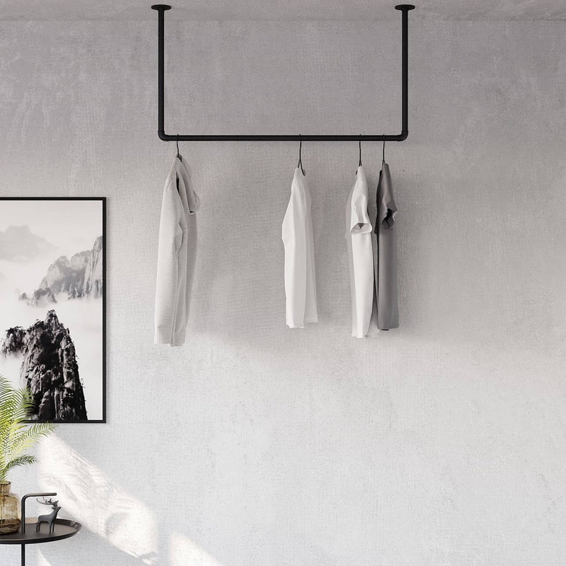 Ceiling mounted pull down clothes rail