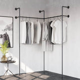 Industrial wall mounted corner clothes rail