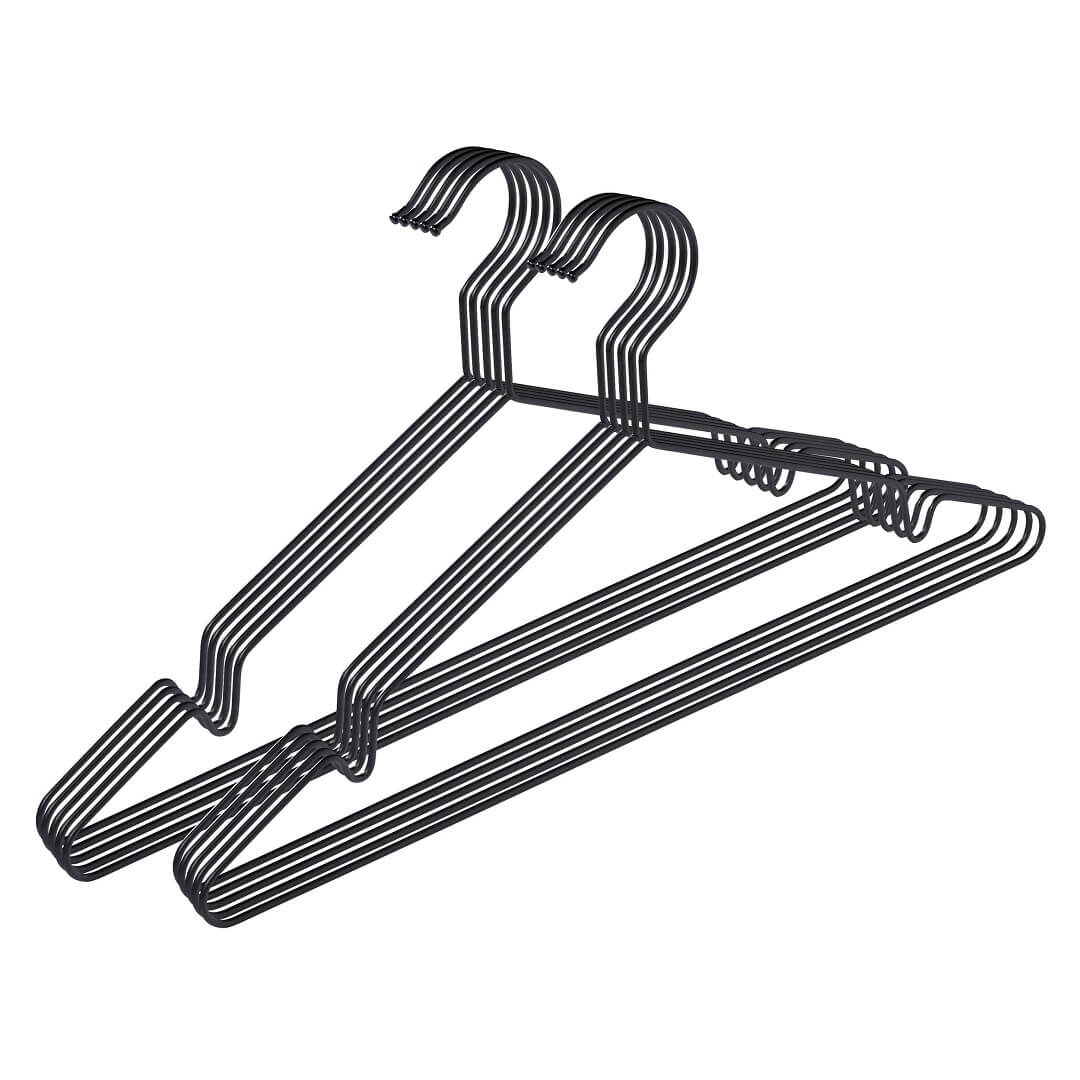 Ten pack black metal hanger 