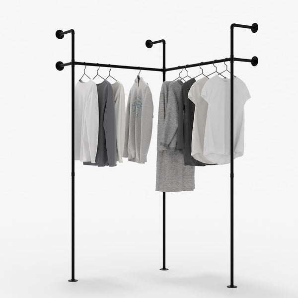 Wall mounted corner clothes rail 